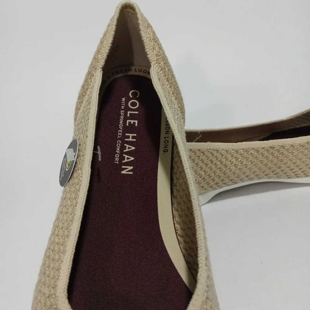 COLE HAAN Women's Springfeel Stitchlte Ballet Flats Skimmer Shoe Beige Size 5.5
